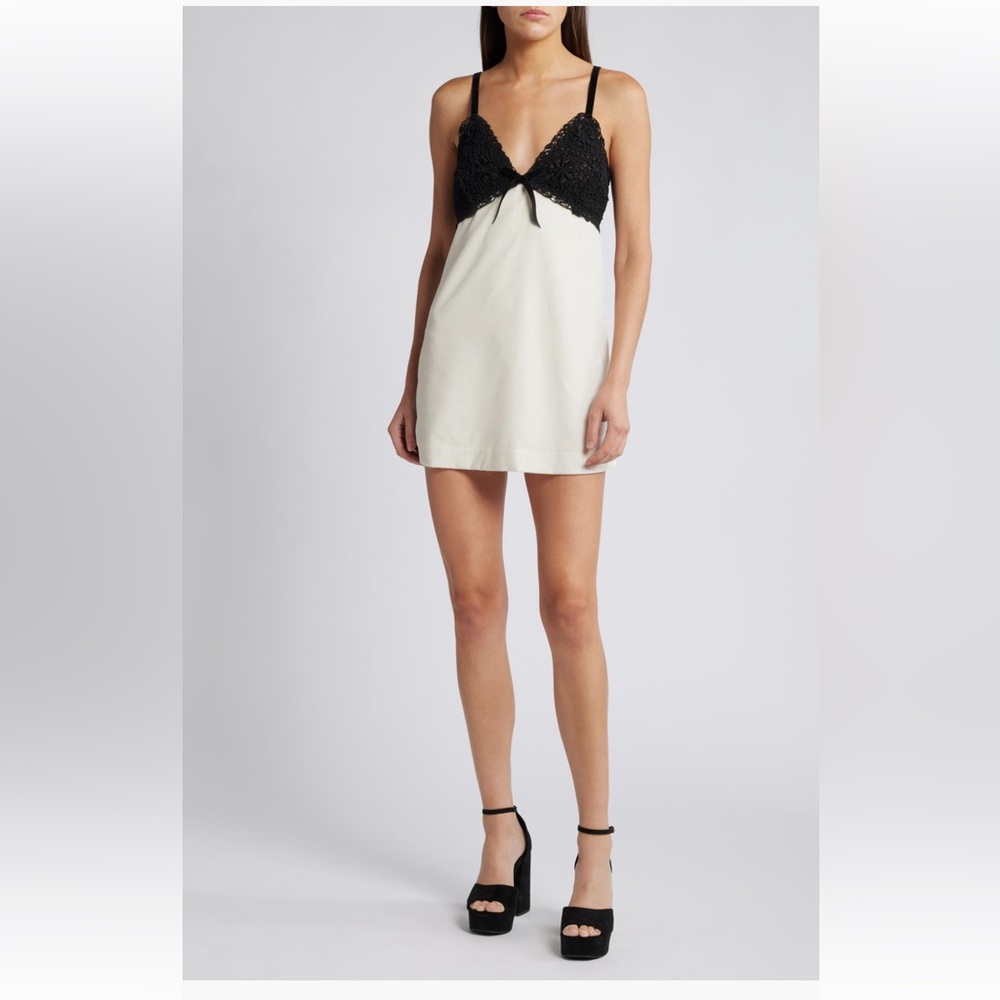 LOVESHACKFANCY Ganette Lace Trim mini Slipdress
